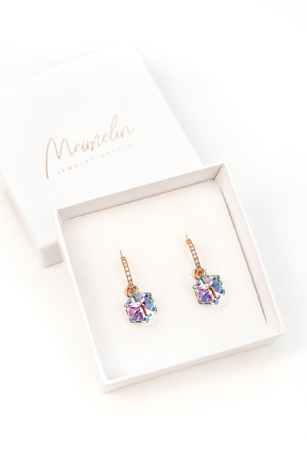 EDGY VITRALIGHT Rose Gold Hoop Earrings with Interchangeable Charms