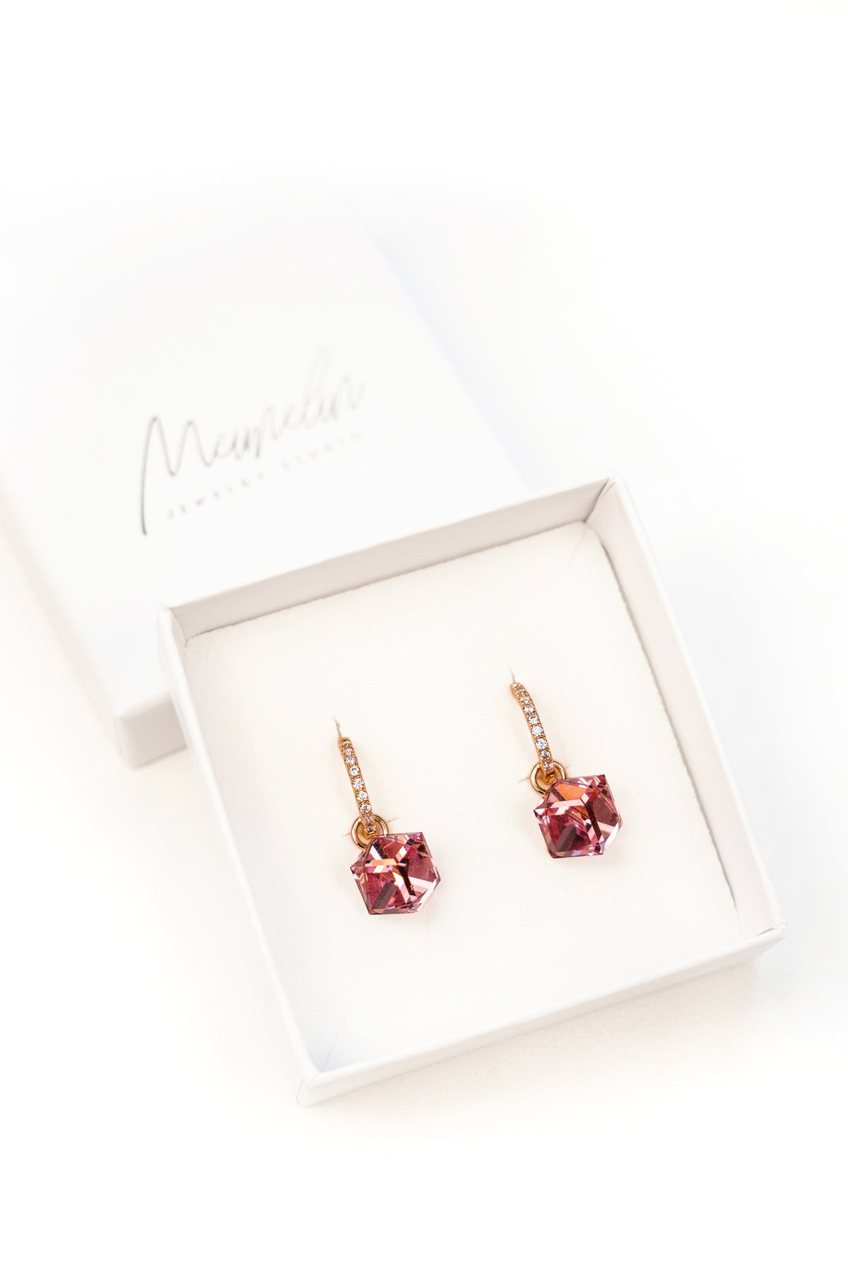 EDGY PINK Rose Gold Hoop Earrings with Interchangeable Charms