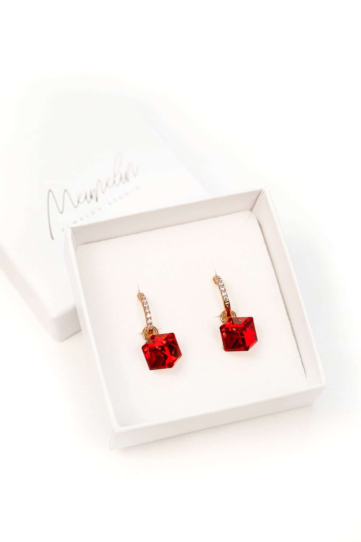 EDGY RED Rose Gold Hoop Earrings with Interchangeable Charms