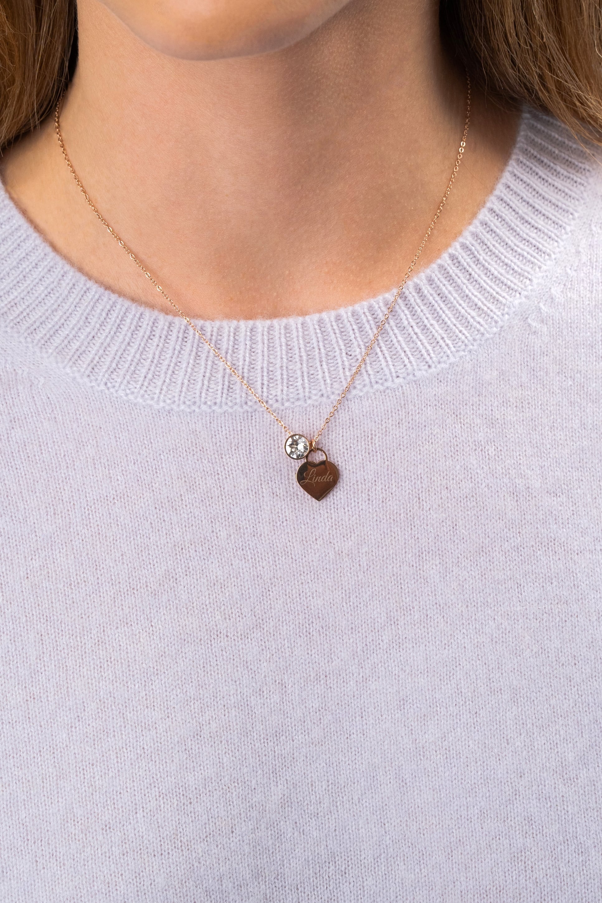 ENGRAVED HEART NECKLACE ROSE GOLD