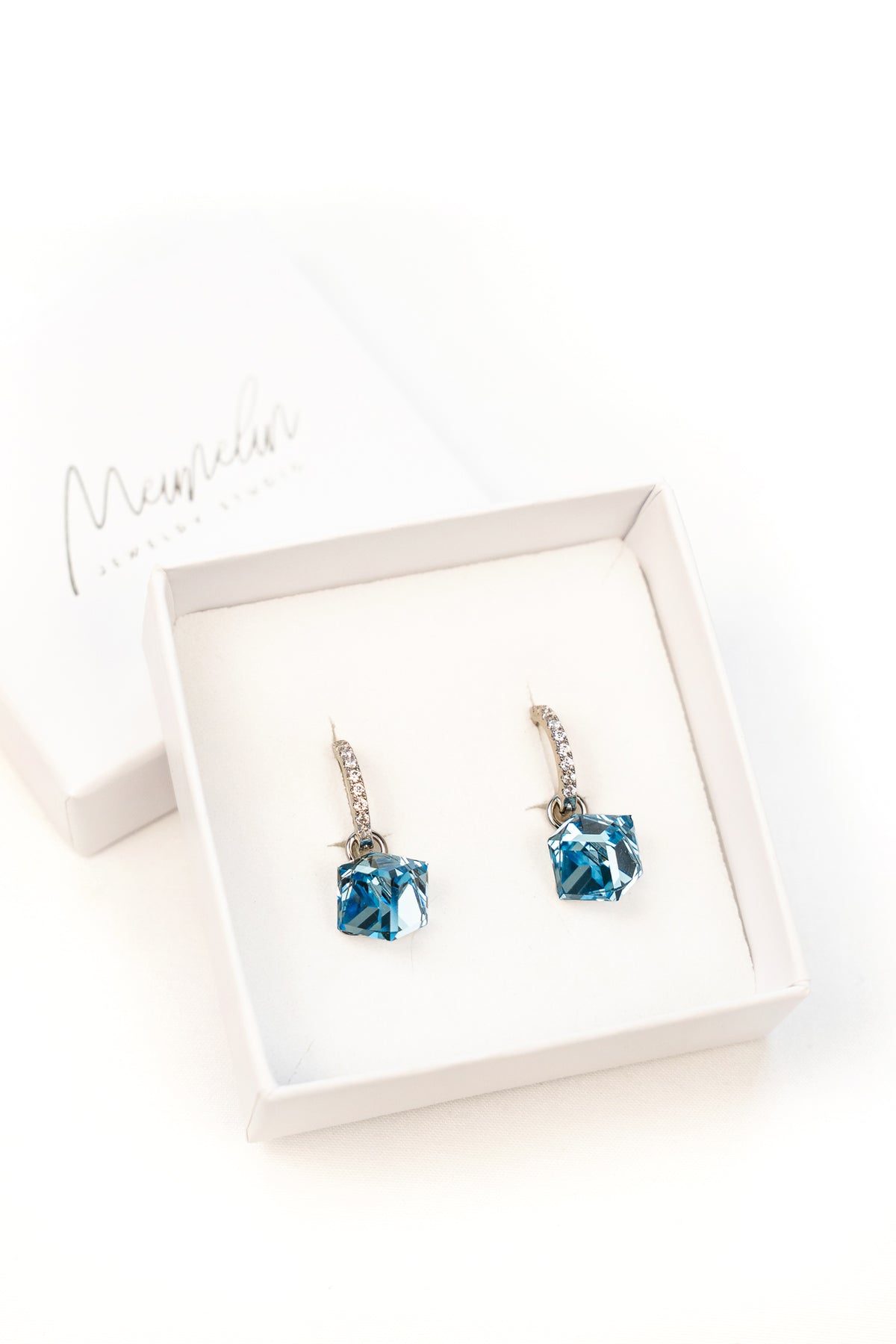 EDGY BLUE Silver Hoop Earrings with Interchangeable Charms