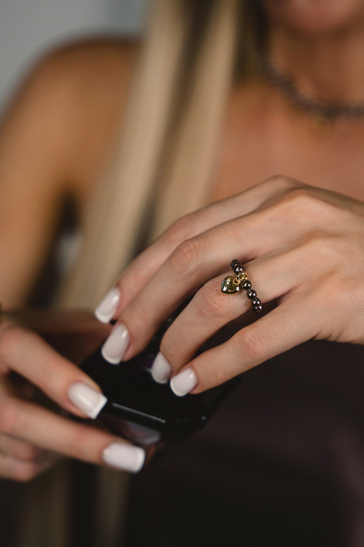 Swarovski Pearl Ring BROWN GOLD