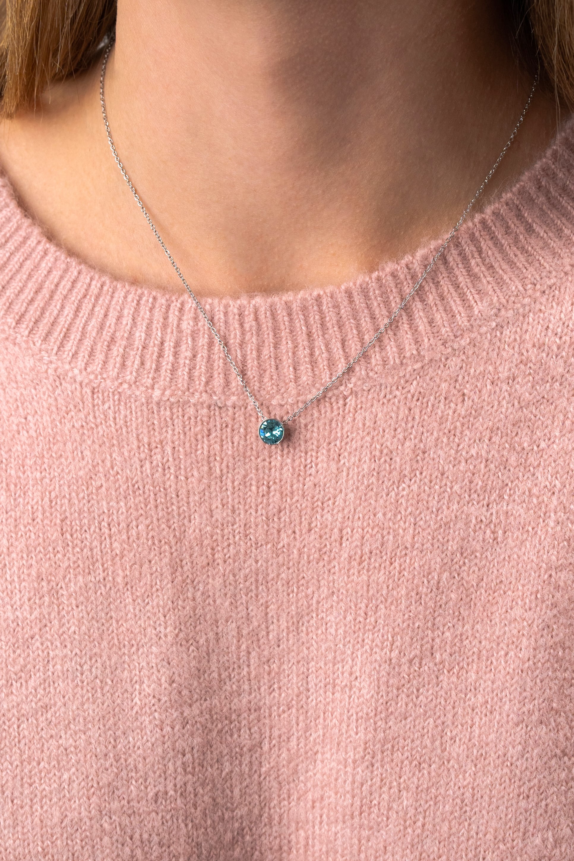 CHAIN NECKLACE WITH CRYSTAL SILVER