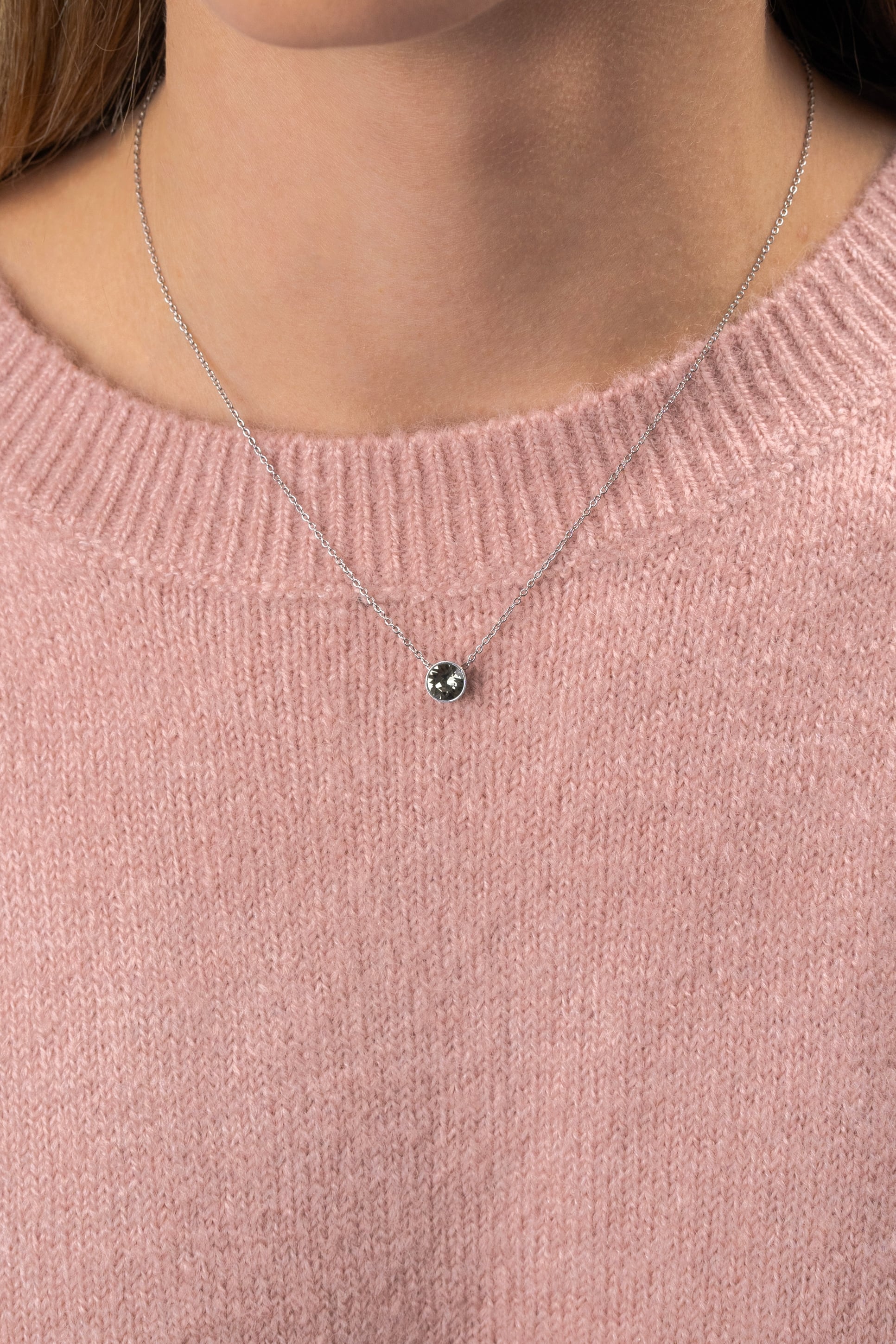 CHAIN NECKLACE WITH CRYSTAL SILVER