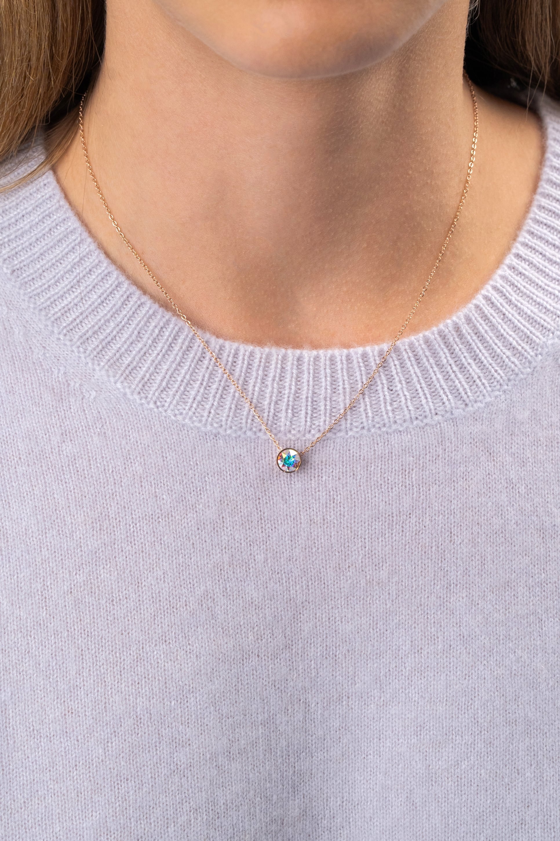 CHAIN NECKLACE WITH CRYSTAL ROSE GOLD