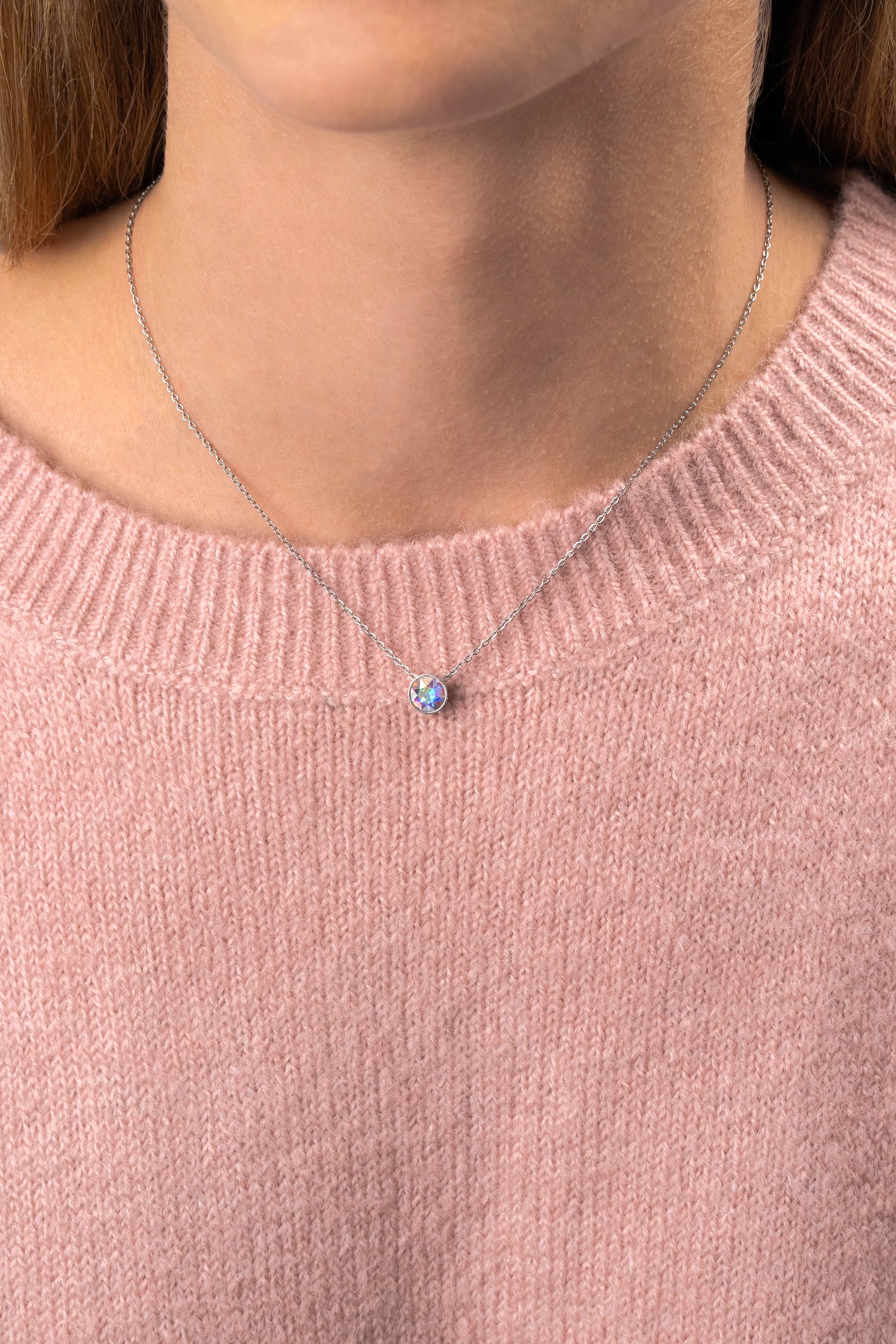 CHAIN NECKLACE WITH CRYSTAL SILVER