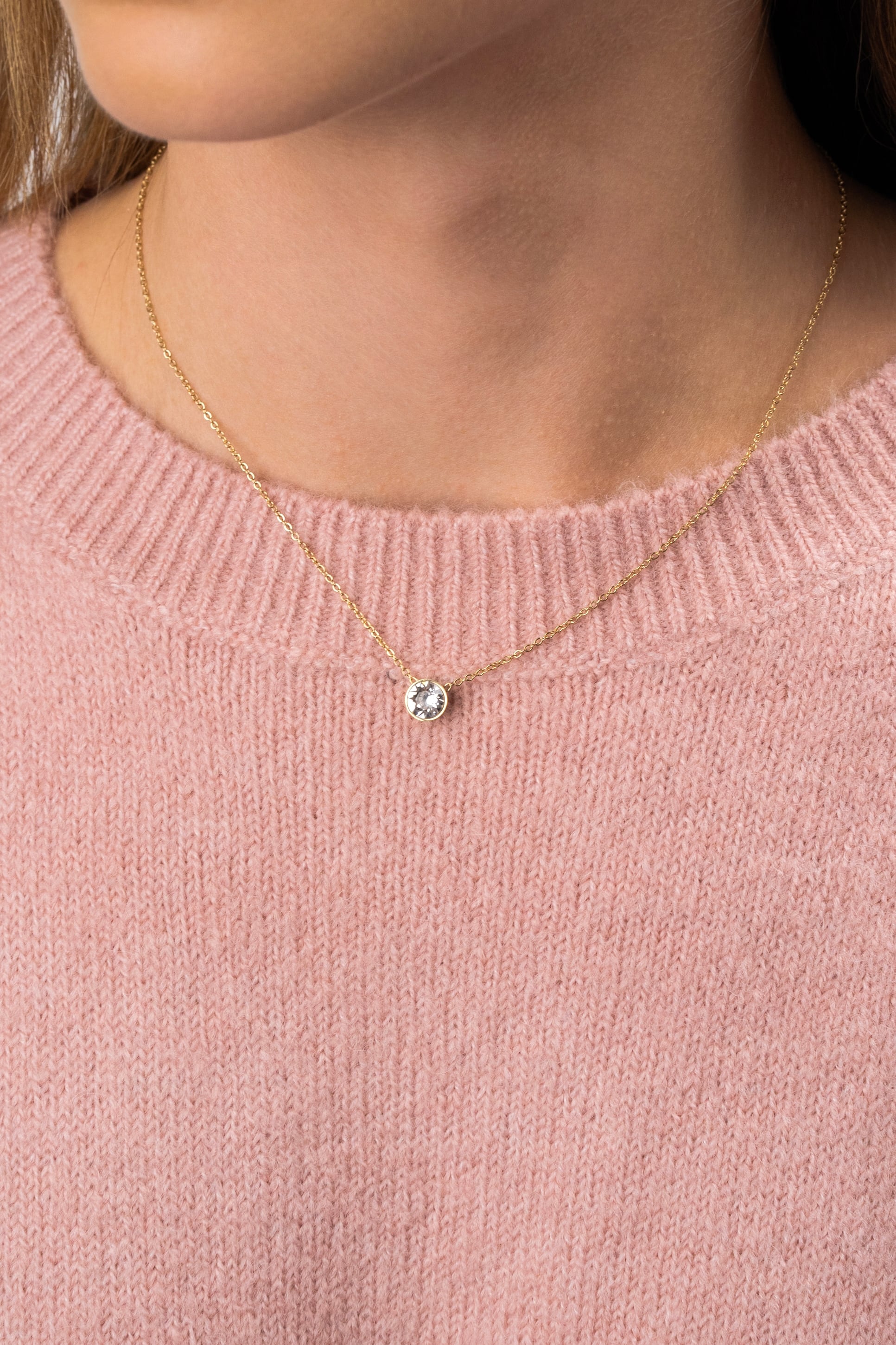 CHAIN NECKLACE WITH CRYSTAL GOLD