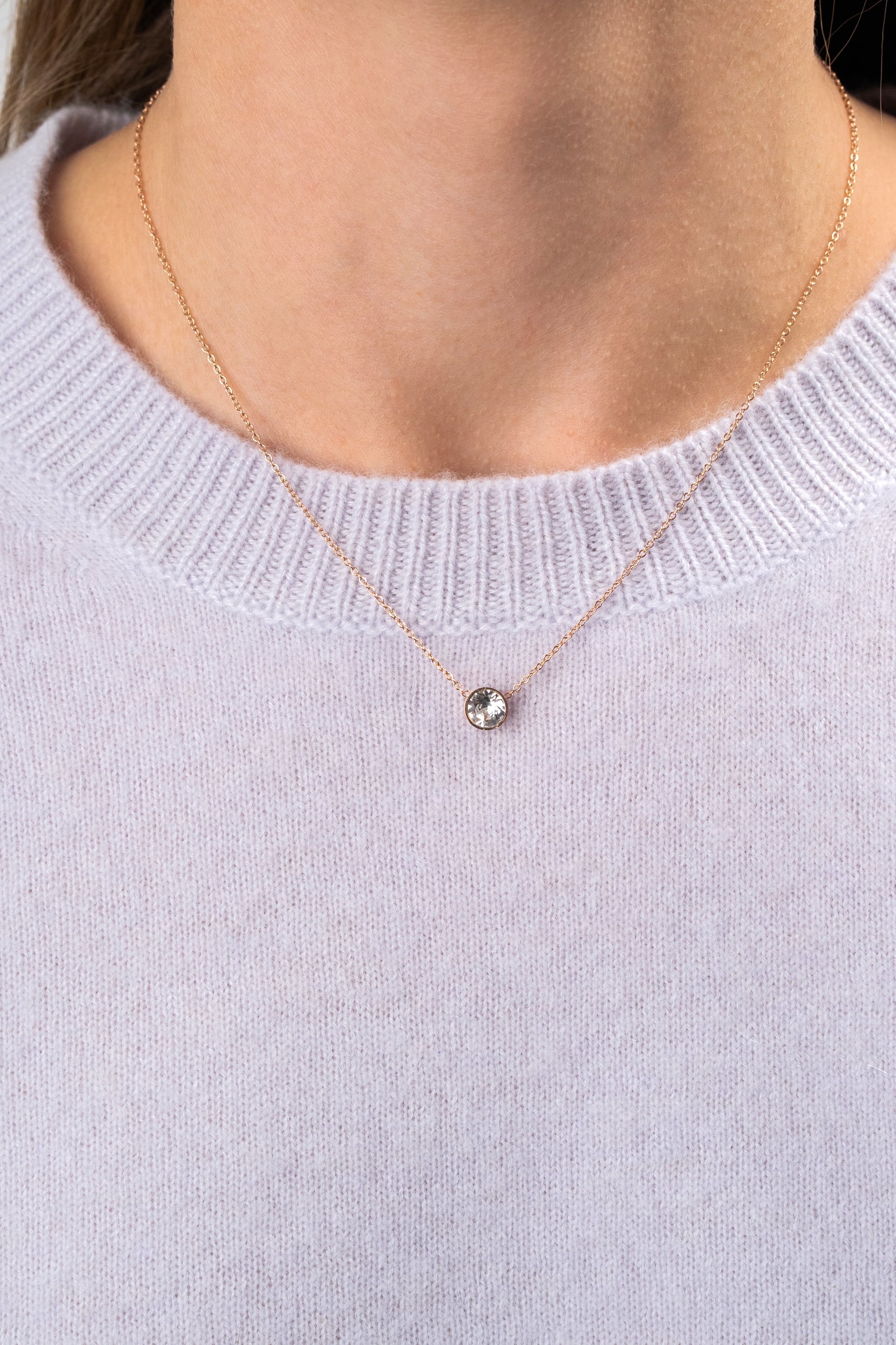 CHAIN NECKLACE WITH CRYSTAL ROSE GOLD