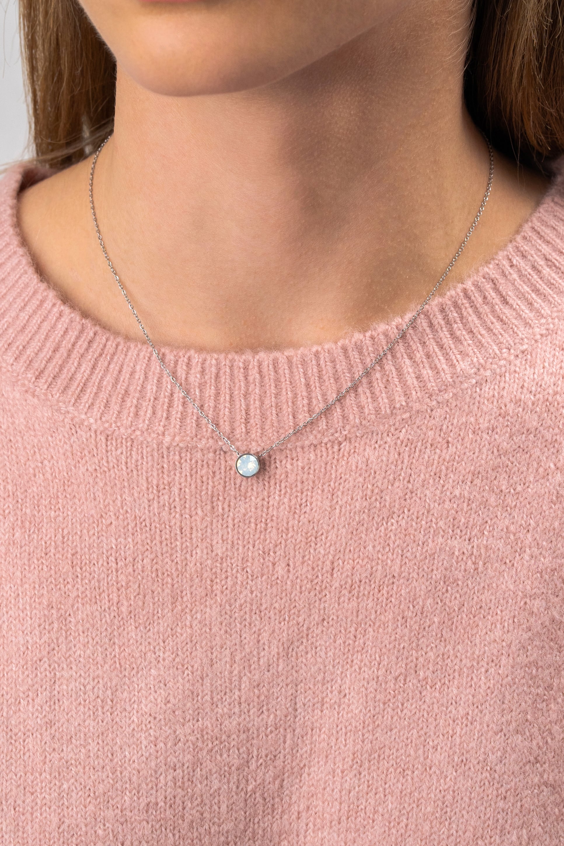 CHAIN NECKLACE WITH CRYSTAL SILVER