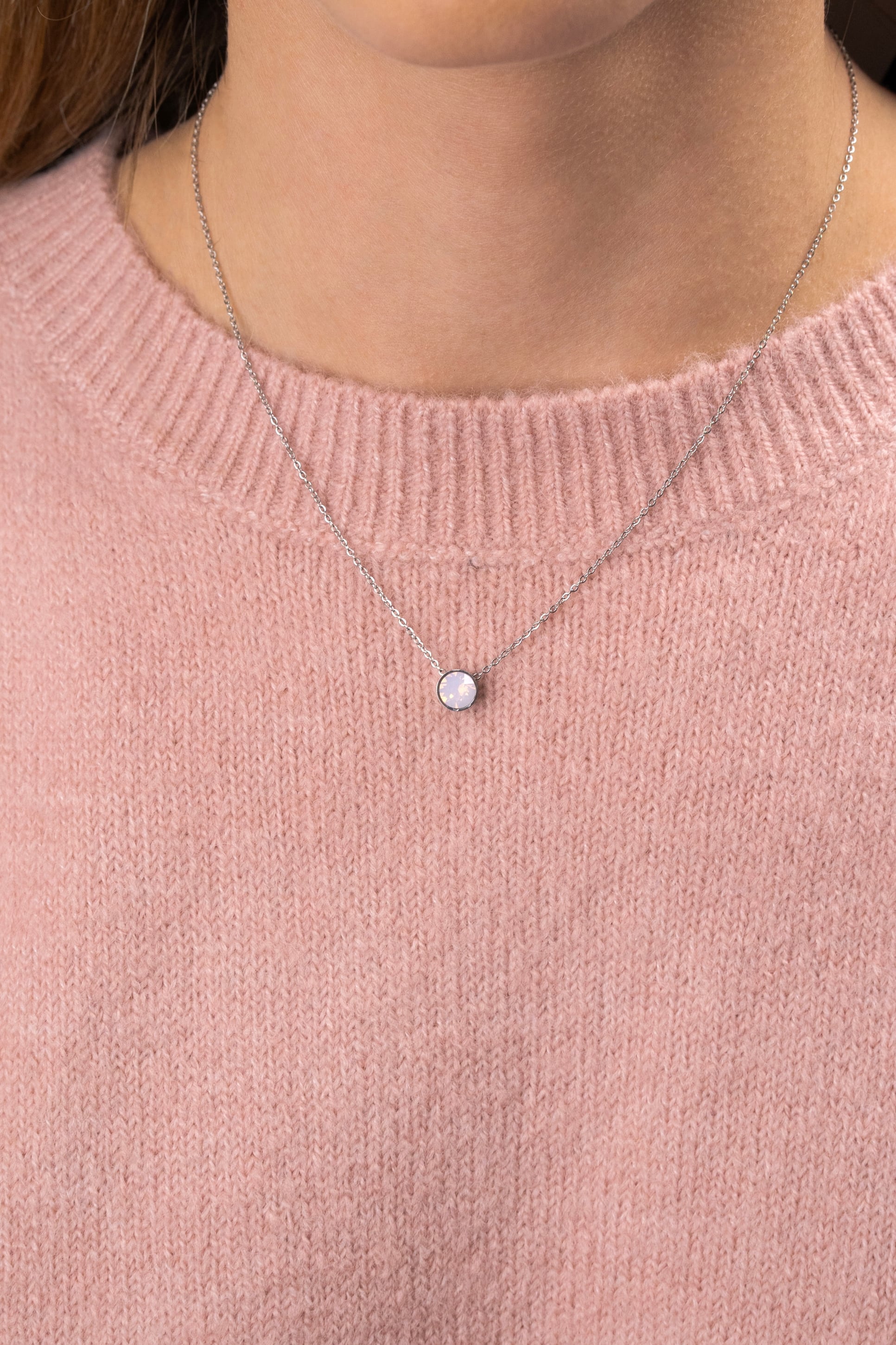 CHAIN NECKLACE WITH CRYSTAL SILVER