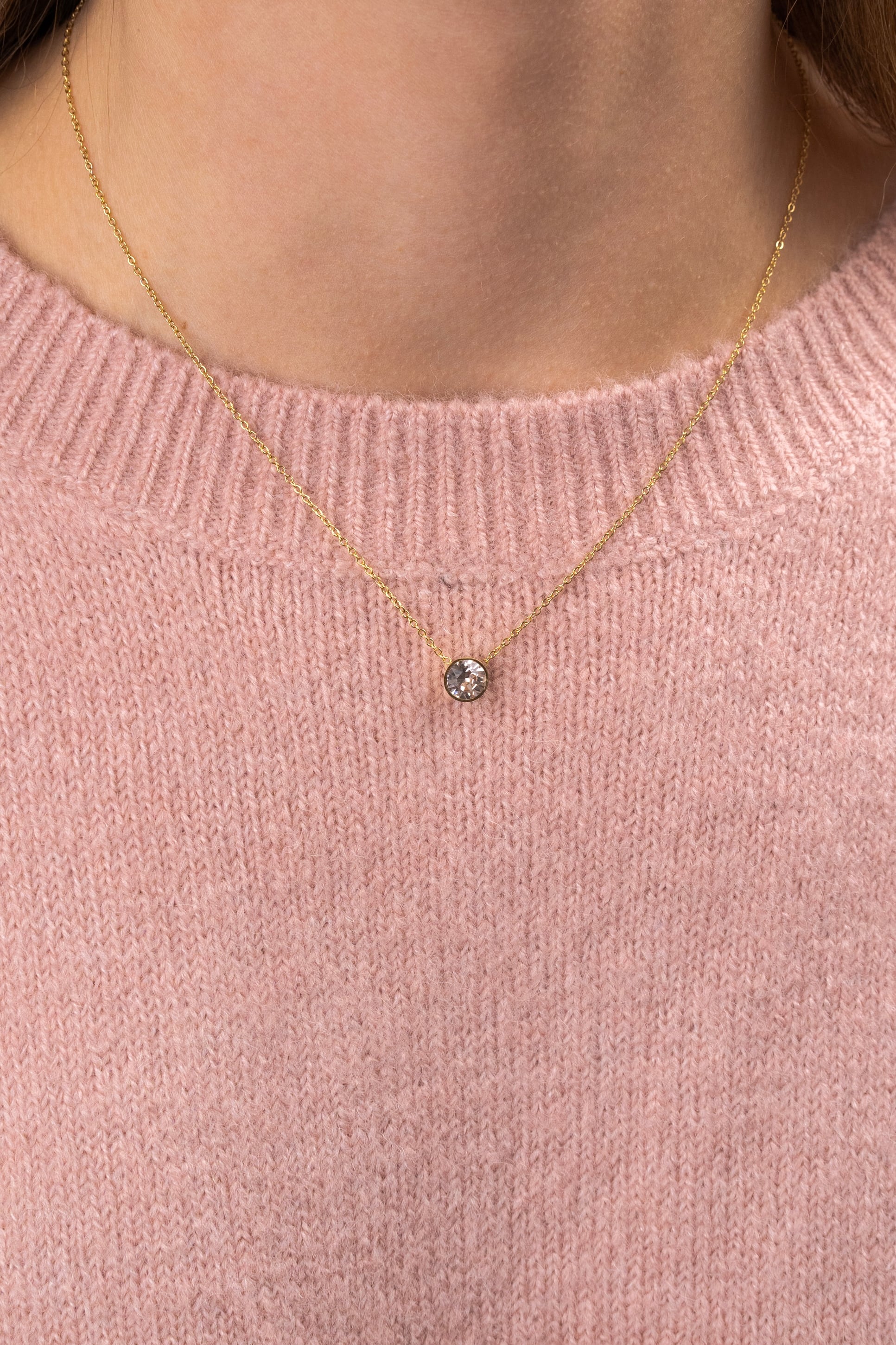 CHAIN NECKLACE WITH CRYSTAL GOLD