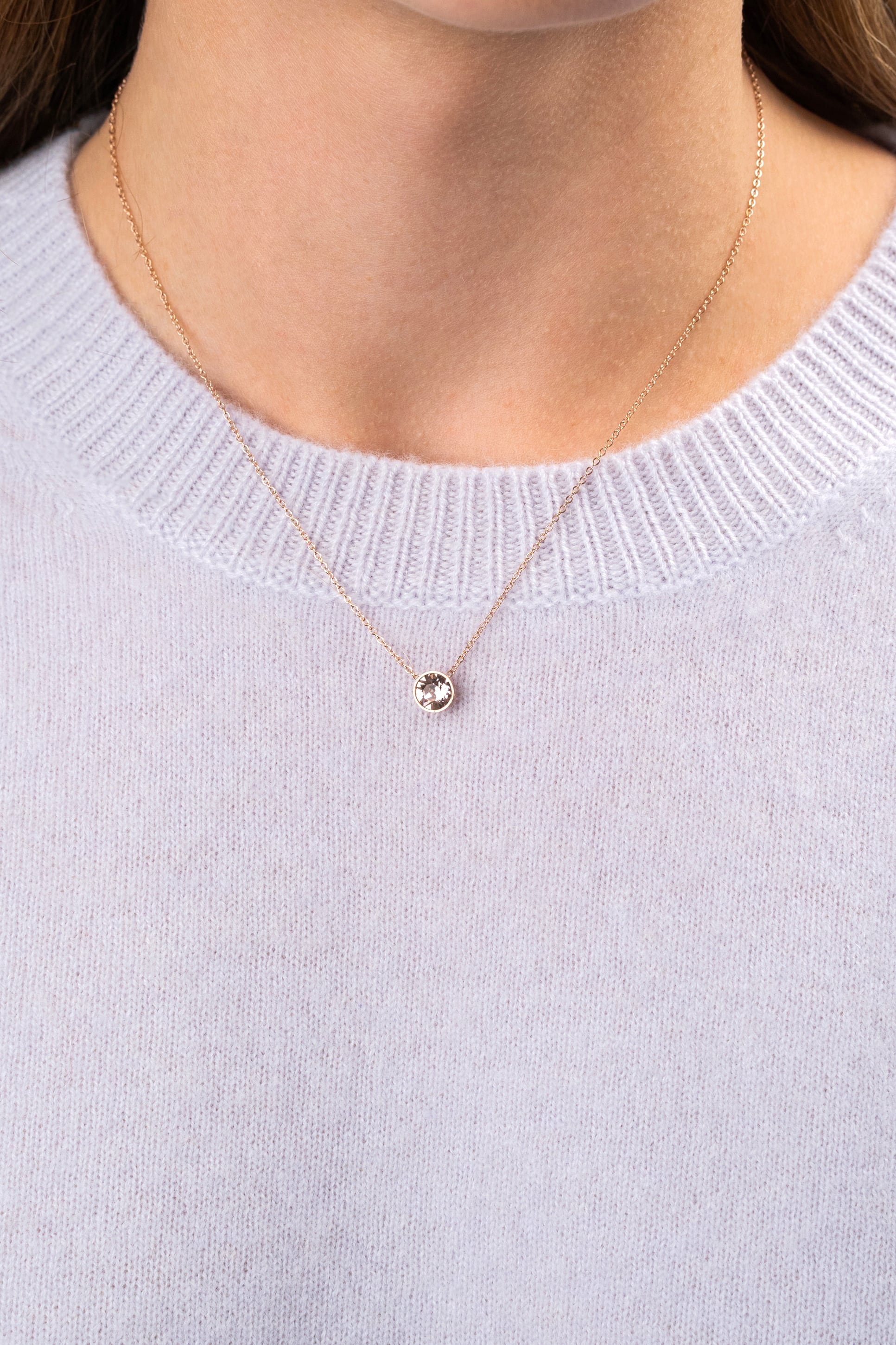 CHAIN NECKLACE WITH CRYSTAL ROSE GOLD
