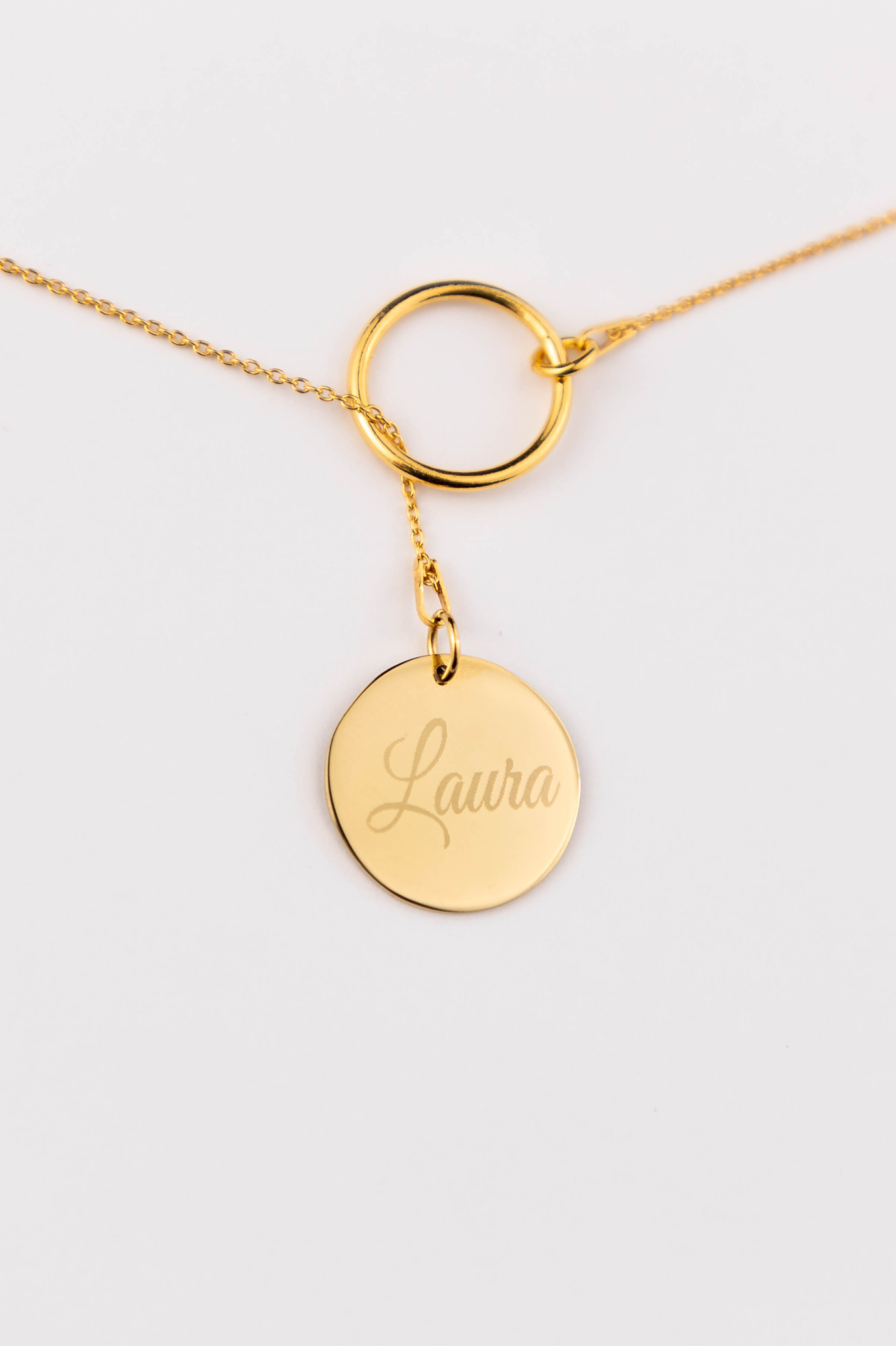 long T necklace engraved