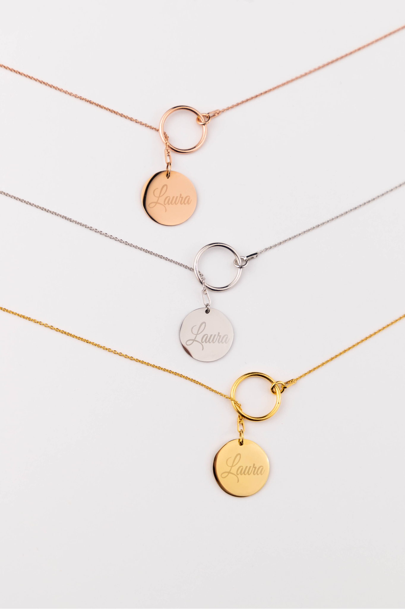 long T necklace engraved