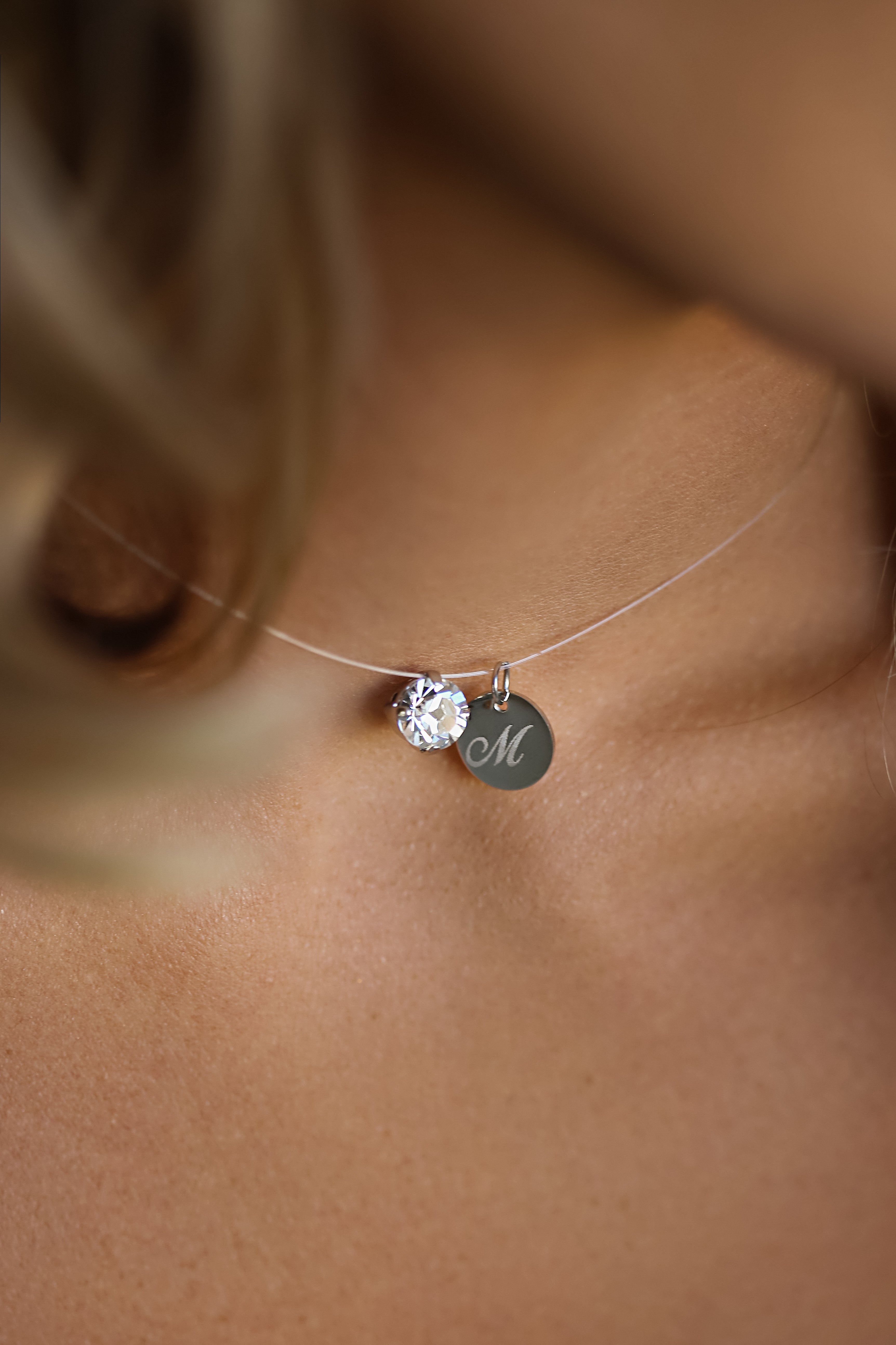 INVISIBLE NECKLACE WITH ENGRAVING SILVER
